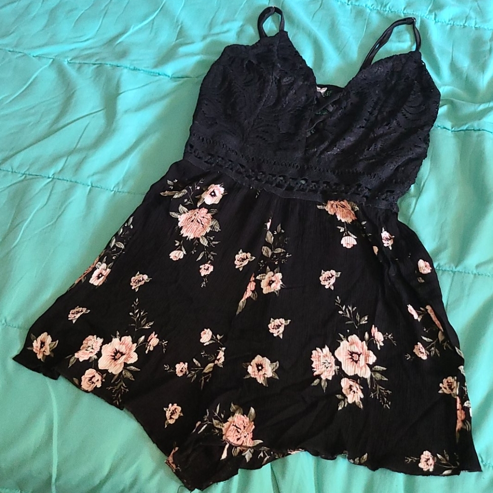 Black Lace/Floral Romper